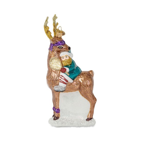  Country Estate Reindeer Games Vixen the Reindeer Glass Ornament, Multi