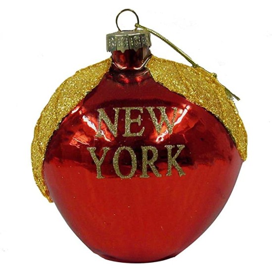  “New York” Glass Apple Christmas Ornament