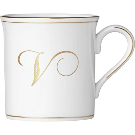  Federal Gold Script Monogram Dinnerware Mug, V