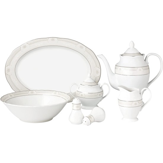  24 Piece Wavy Porcelain Tova Collection Dinnerware Set, Gold