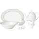  24 Piece Wavy Porcelain Tova Collection Dinnerware Set, Gold