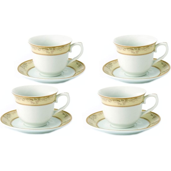  Chloe-4 Cups and Saucers ,Gold