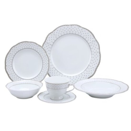  Flower Shape Dinnerware Set, Silver
