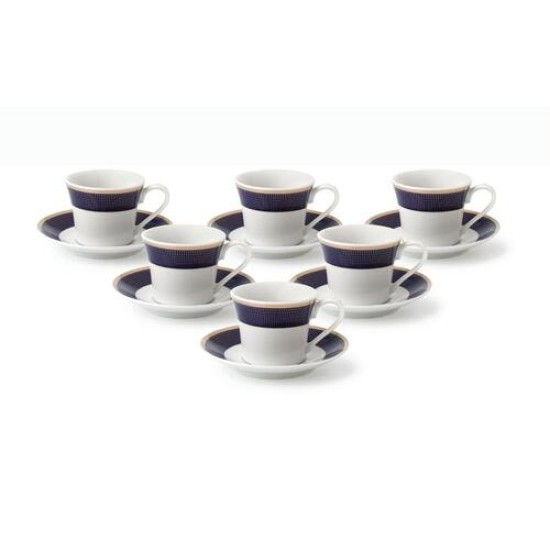 Lorren Home Trends Midnight-6 Cups and Saucers, One Size, Blue