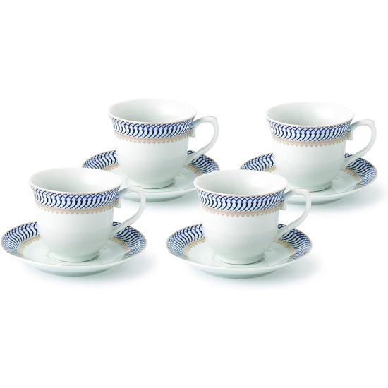  Sapphire Cups and Saucers Service for 4, Blue
