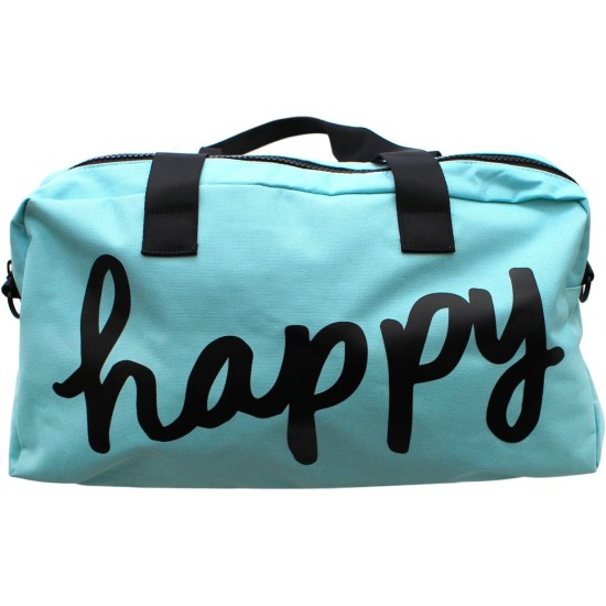 Macy’s Happy Affirmation Aqua Mint Duffle Tote Bag Weekender Gym