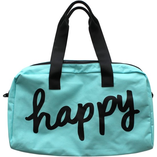 Macy’s Happy Affirmation Aqua Mint Duffle Tote Bag Weekender Gym