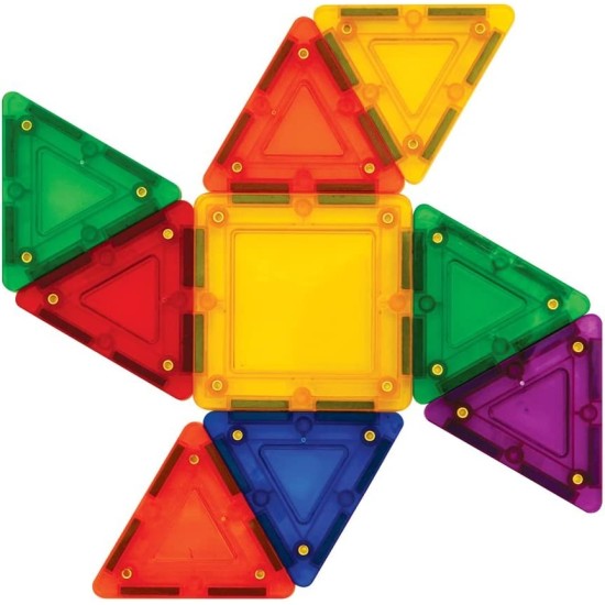 Magformest Tileblox Rainbow Multicolor 30Pc Magnetic Tiles with activity Board