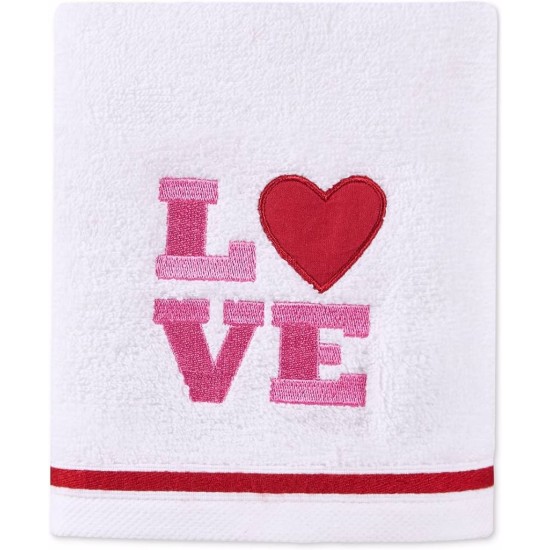 Martha Stewart Collection Hearts Embroidered Hand Towel, White Comb Hand Towels \