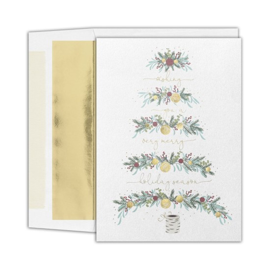  Pine Bough Tree Holiday Set of 18 Boxed Cards