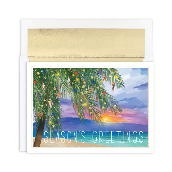  Warmest Wishes 16-Count Boxed Holiday Cards with Foil-Lined Envelopes, 7.8″ x 5.6″, Tropical Sunset (928700)
