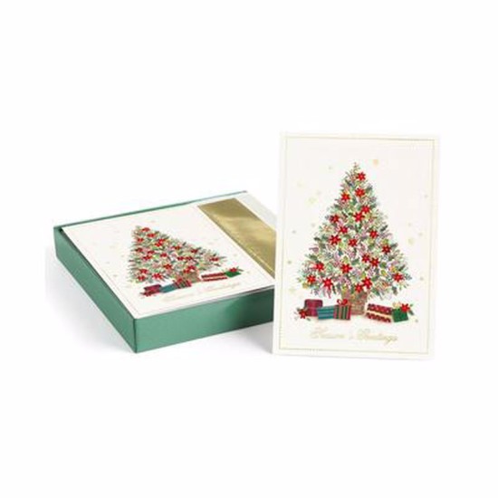  Warmest Wishes 18-Count Boxed Holiday Cards With Foil-Lined Envelopes, Holiday Driftwood, 5.6″ x 7.8″, Red