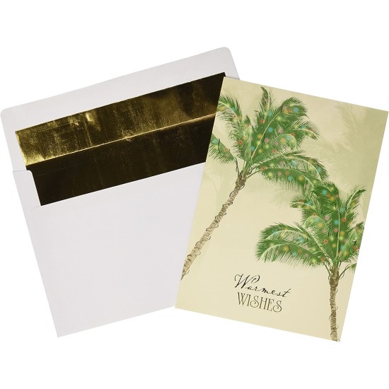  Warmest Wishes Holiday Cards, Palm Trees, 18 Cards/18 Foil-Lined Envelopes