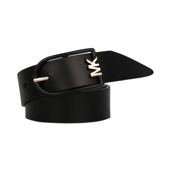  Two-tone Buckle Leather Belt Black M