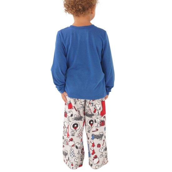  Matching Childs Snoopy Holiday Family Pajama Set, Grey/Blue, 3T