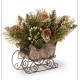  10″ Glittery Bristle Pine Sleigh with 6 White Tipped Cones