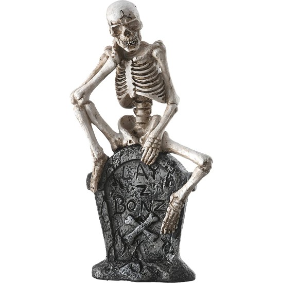  Skeleton Resting on Gravestone, Halloween Collection, 13 in