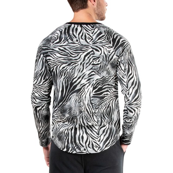  Mens Kaede Leopard-Print Raglan Shirts, Black, Medium