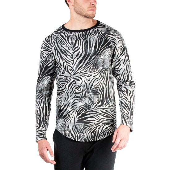  Mens Kaede Leopard-Print Raglan Shirts, Black, Medium