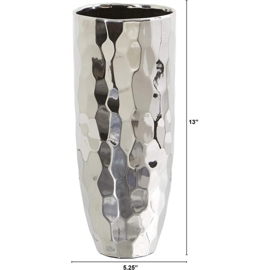  13in. Designer Silver Cylinder Vase