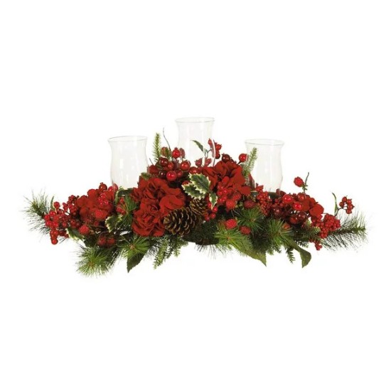   Hydrangea Holiday Candleabrum, Red/Green