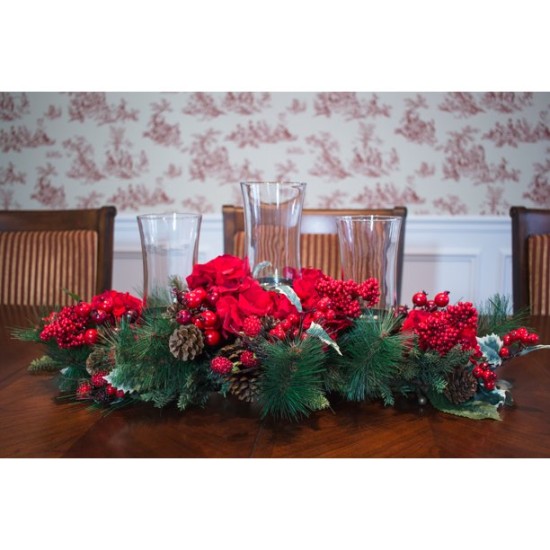   Hydrangea Holiday Candleabrum, Red/Green