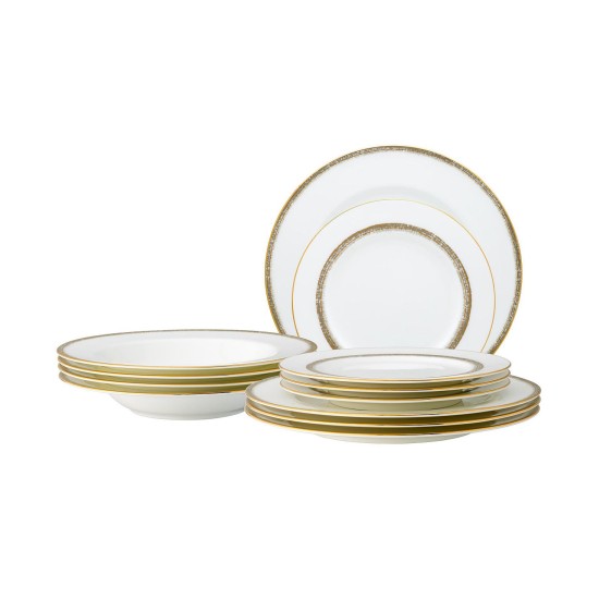  Haku 12 Pc Dinnerware Set White/Gold