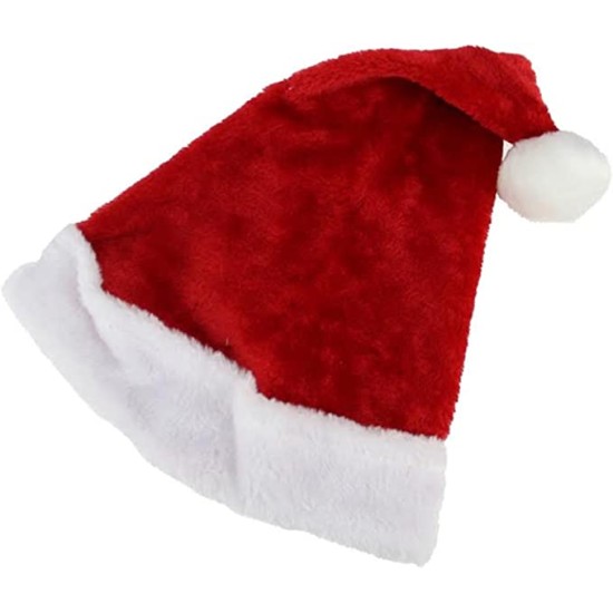 Traditional and White Plush Christmas Santa Hat (Adult Size Medium), 17″, Red