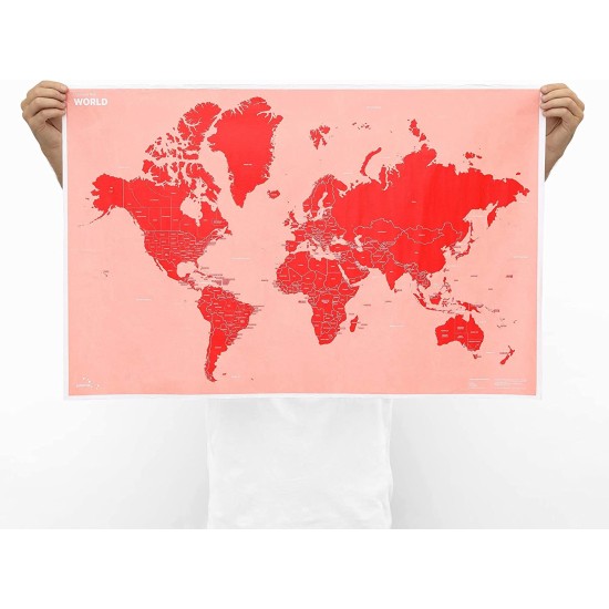  Crumpled World Map, Coral, 10 x 8 x 4 inches