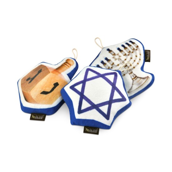  Hannukah Plush Toy Set, White/Blue