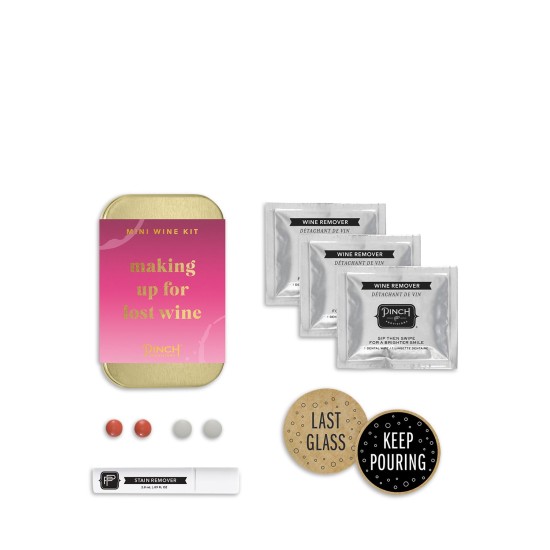  Mini Wine Night Kit, Includes 5 Must-Have Emergency Essential Items for Weekend Plans, Funny Portable Box Kit, Ideal Gift for Bachelorette and Birthday Parties, Pink, 4 x 2.5