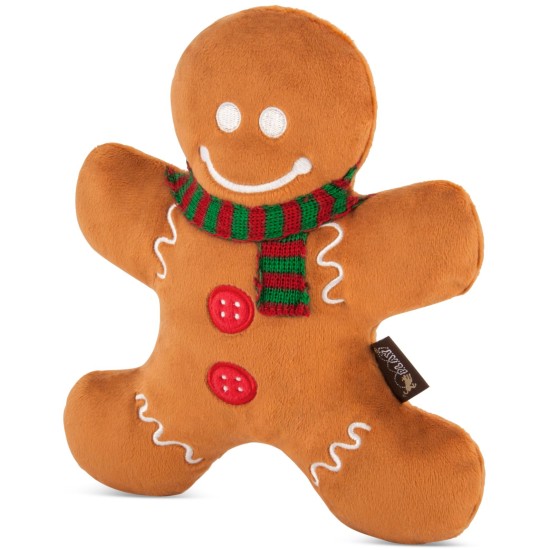  Holly Jolly Gingerbread Man Dog Toy, Brown, 7.9”