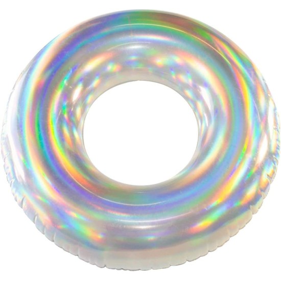  Jumbo Pool Tube, 42″, Holographic, Transparent Silver