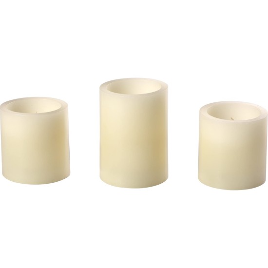  Ivory LED Flameless Battery Operated Pillar Candles 3-Piece Set 173404