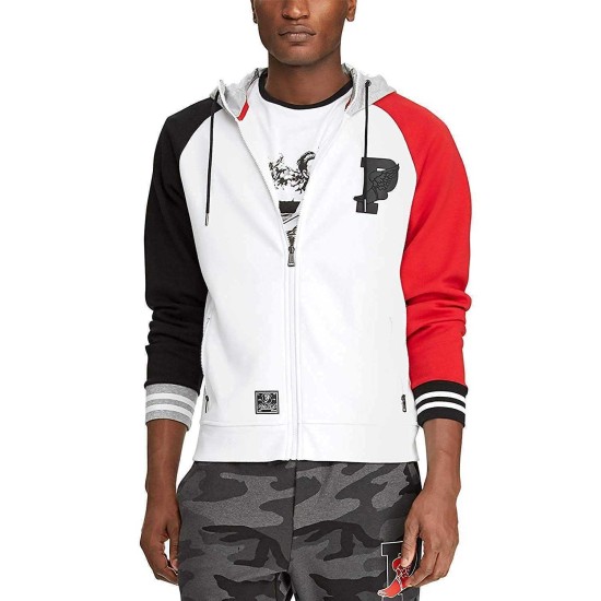  Men’s P-Wing Double-Knit Hoodie (White/Black, Large)