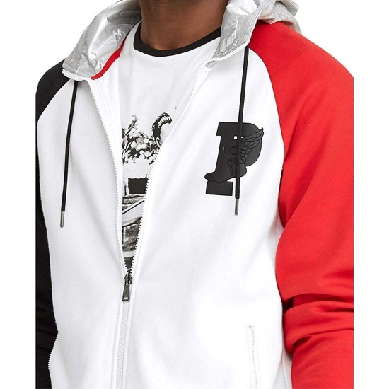  Men’s P-Wing Double-Knit Hoodie (White/Black, Large)