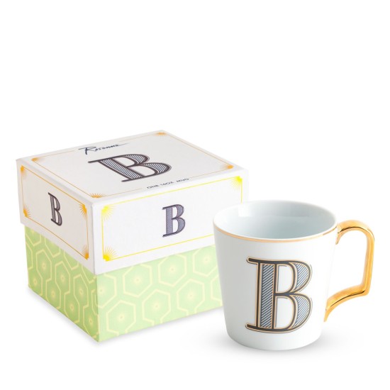  Monogram Porcelain Coffee Mug, Size One Size - White, Letter B, Mug