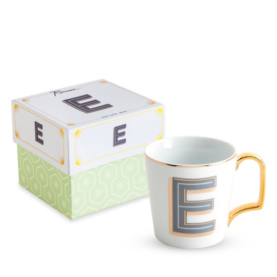  Monogram Porcelain Coffee Mug, Size One Size - White, Letter E, Mug