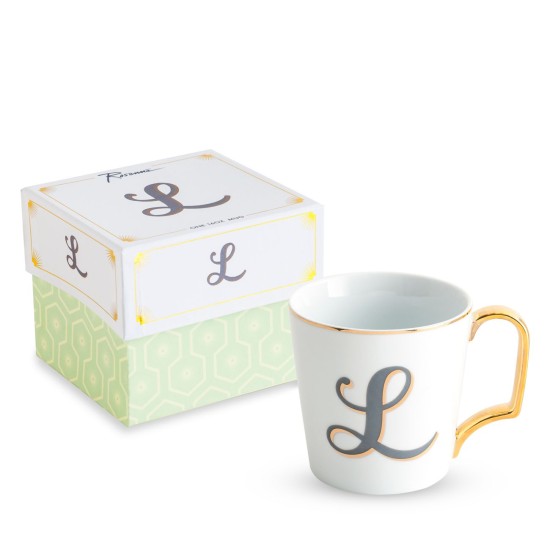  Monogram Porcelain Coffee Mug, Size One Size - White, Letter L, Mug