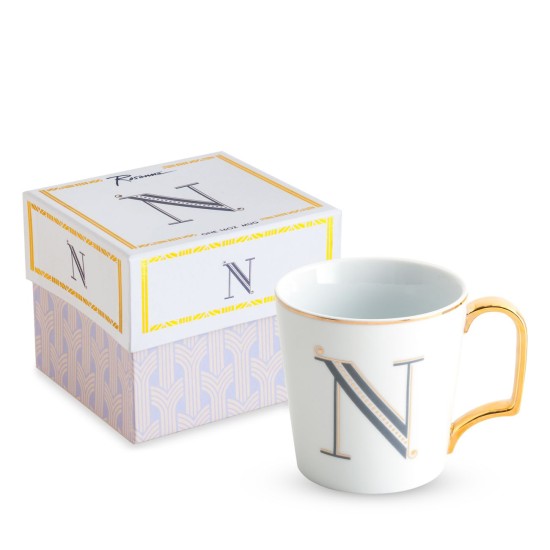  Monogram Porcelain Coffee Mug, Size One Size - White, Letter N, Mug