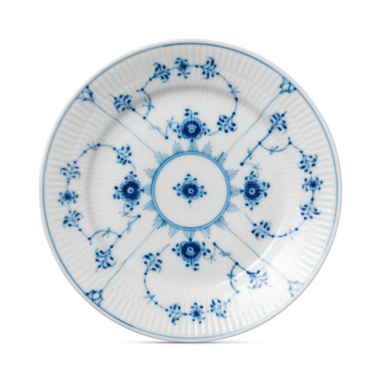  Blue Fluted Plain Dessert Plate, 7.5”