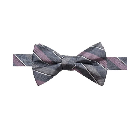  Distinction Men’s Matera Stripe Pre-Tied Bow Ties, Dark Pink