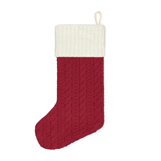 ® Large Red Knit Monogram Stocking, W