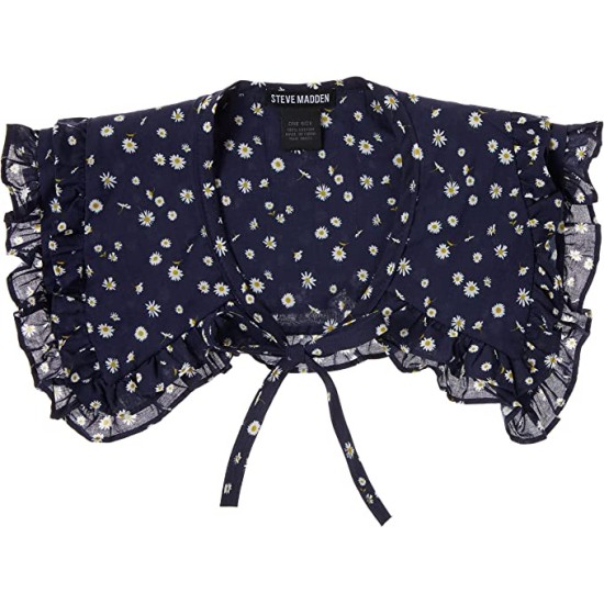  Tiered Floral Cotton Collar, Navy