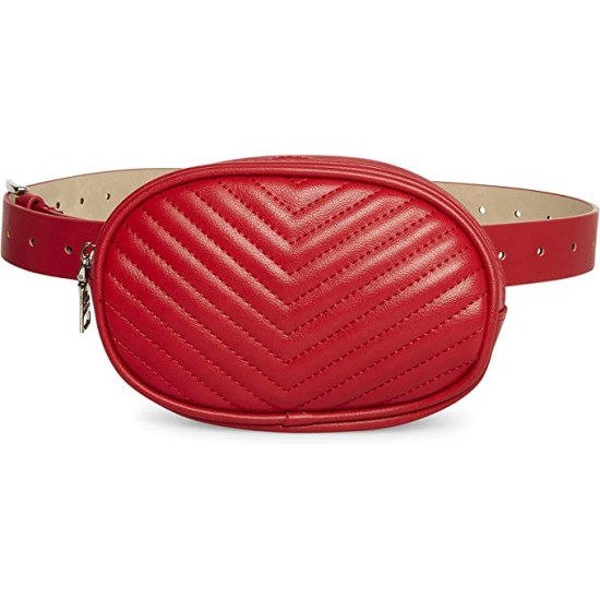  womens Chevron Quilted Bag Belt, Red, Medium