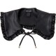  Women’s Ruffle-Trim Faux Leather Collar, Black