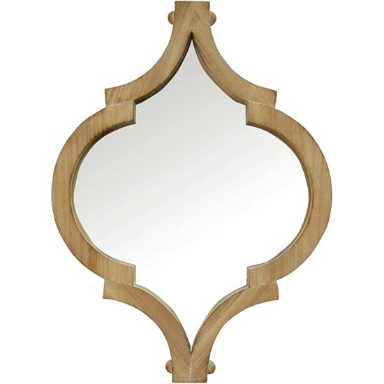  Stratton Home Decor 19″ Amira Wall Mirror, Natural Wood, White