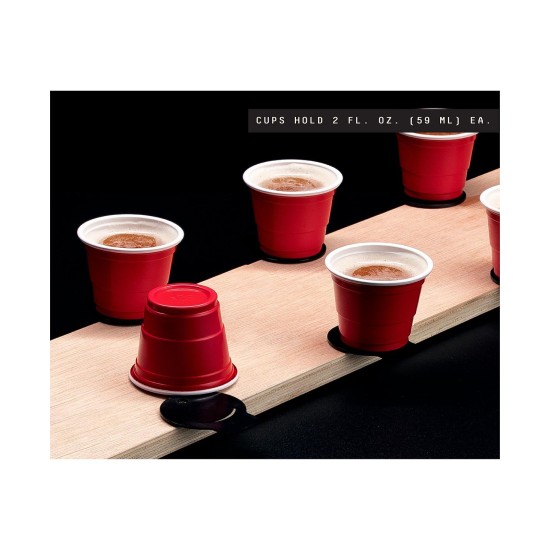  Portable Mini Flip Cup Challenge with Built-in Launchers Set of 21, Brown