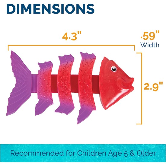  Fish Styx Kids Fish-Shaped Pool Diving Toys (3 Pack), Multicolor