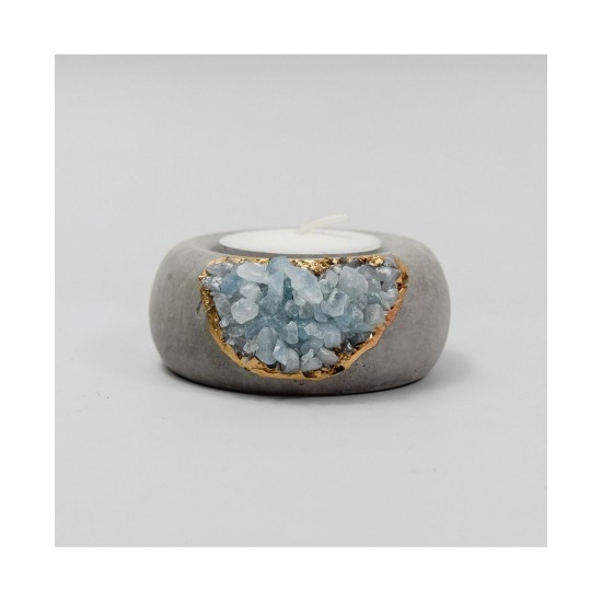 Tal & Bert Aquamarine Tea Light Holder, Gray, 2.5″ x 1.3″